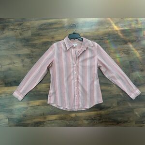 Banana Republic Red & White Striped Button Down Shirt Women’s L - Office Core